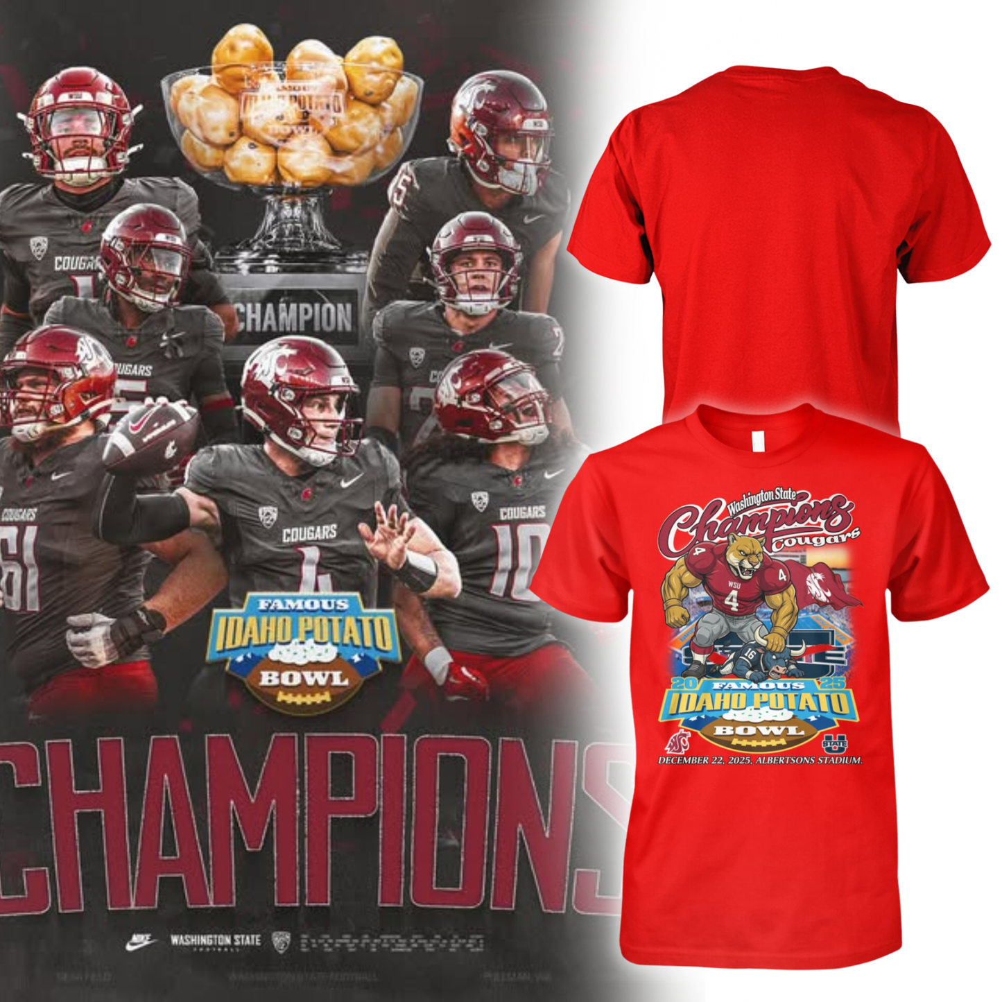 2025 Famous Idaho Potato Bowl Champion T-Shirt