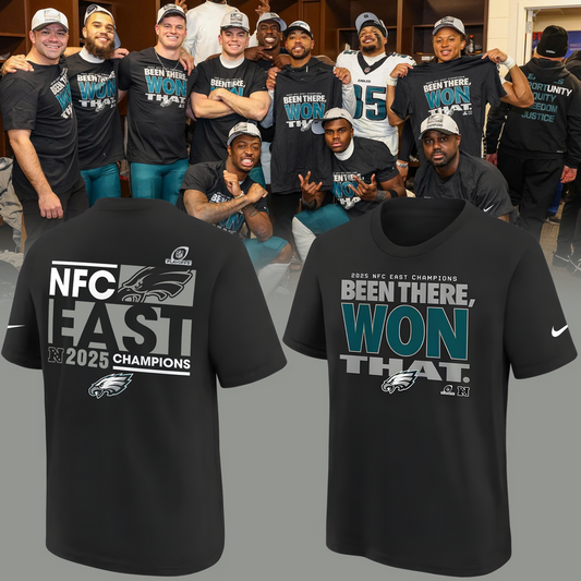 Philadelphia Eagles 2025 NFC East Division Champions Locker Room Trophy Collection T-Shirt