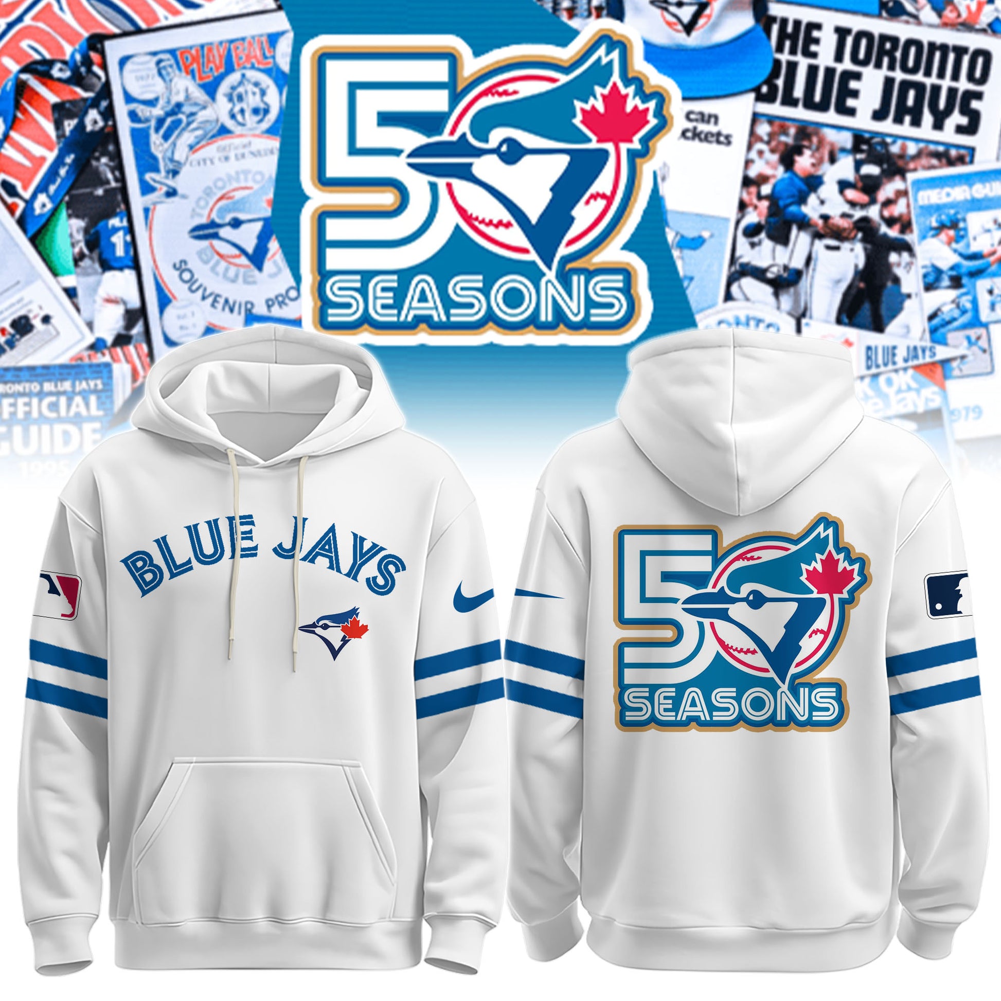 .Toronto Blue Jays x 50th Anniversary Commemorative Hoodie White | Limited Edition