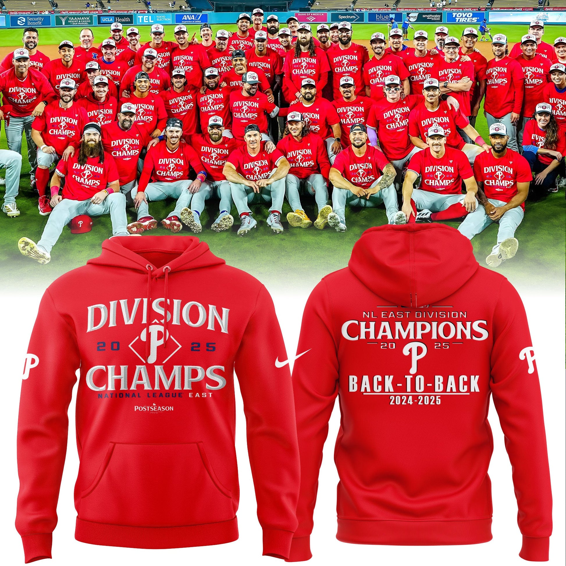 Philadelphia Phillies BACK-TO-BACK NL EAST CHAMPIONS Hoodie