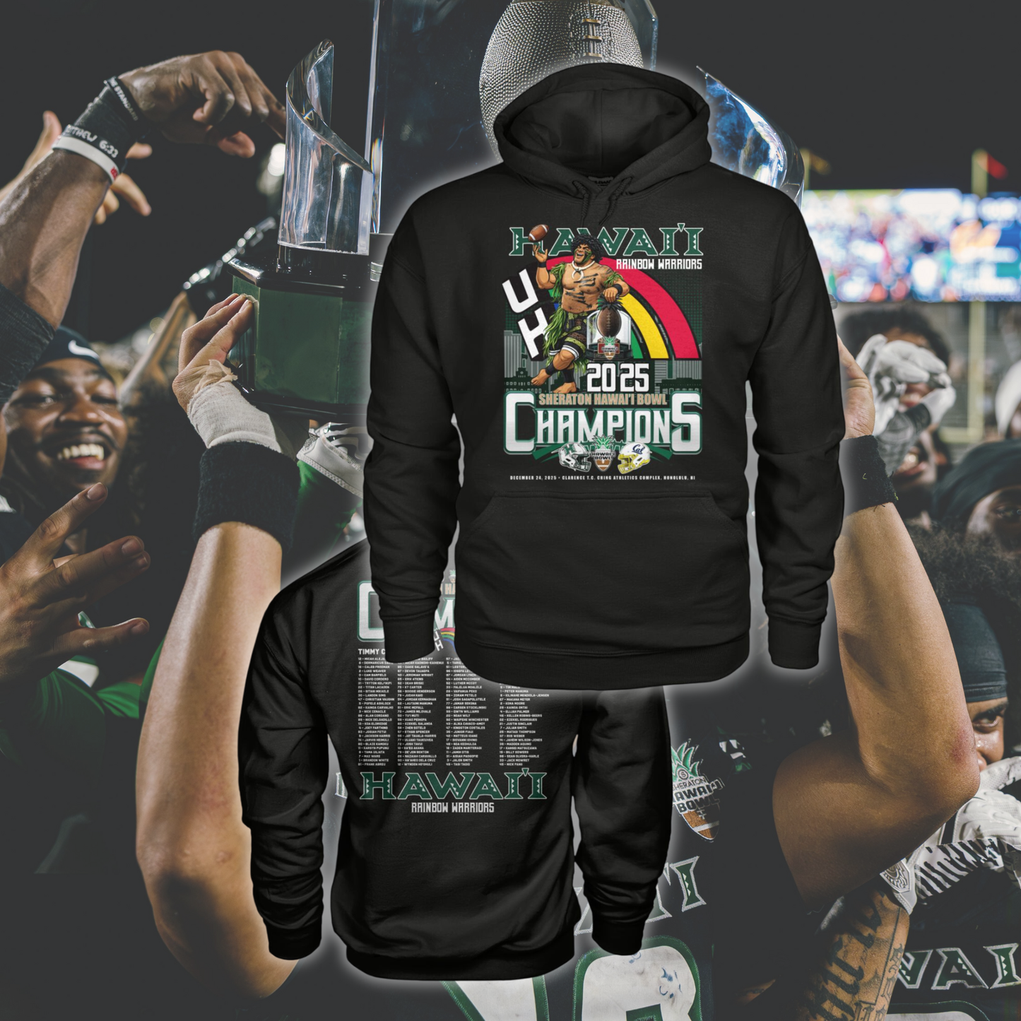 Hawaii Rainbow Warriors - SHERATON HAWAI'I BOWL Champion Hoodie