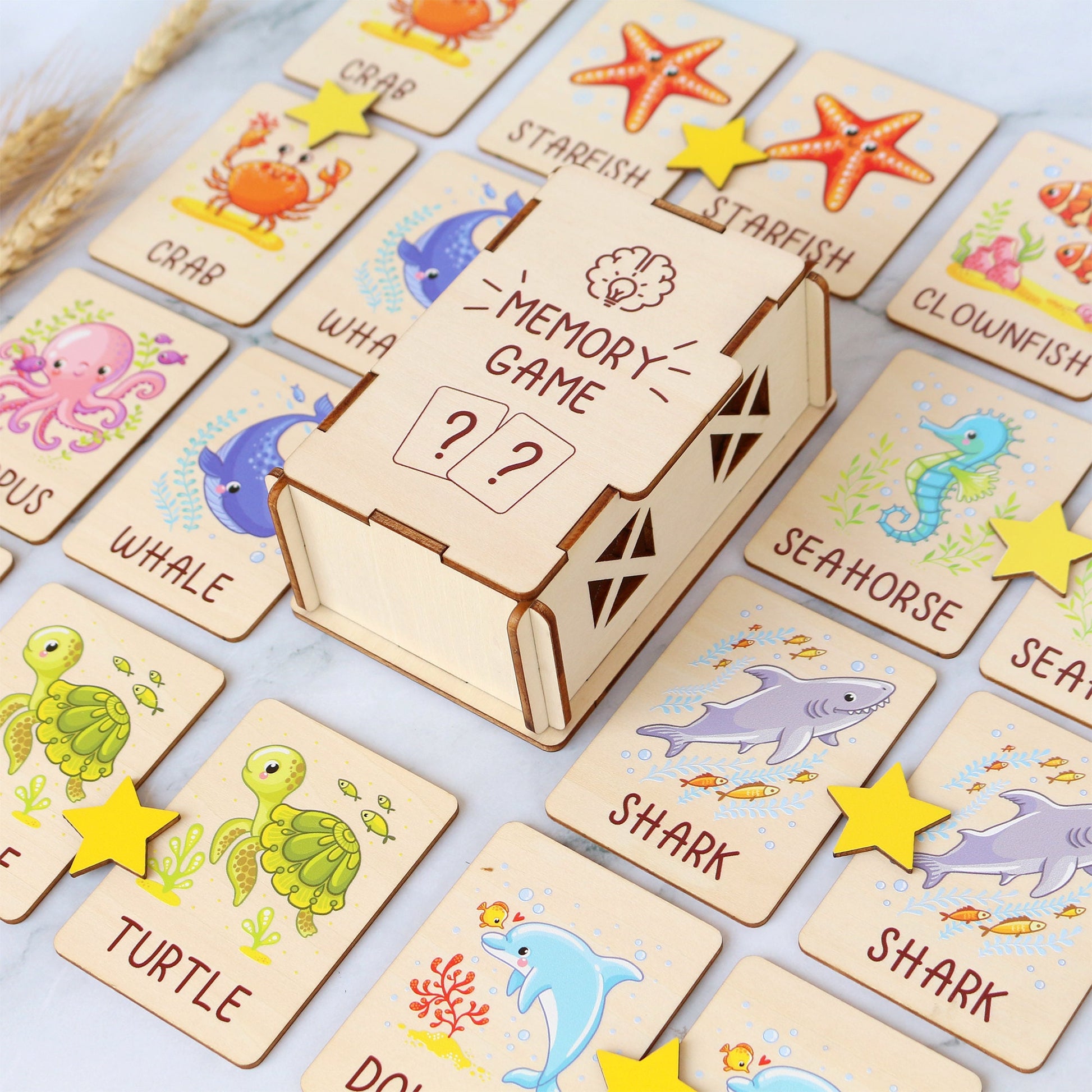 Memory Game for Kids - Matching Cards - Wood Montessori Toys - Learning Toys For Toddlers - Farm Animals Matching Cards- Gift for Kids