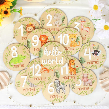 Baby Milestone Cards Safari Animals Monthly Milestone Baby Name Sign Baby Announcement Sign Baby Photo Signs Baby Gift Baby Shower Gift