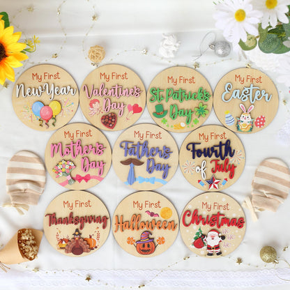 Baby Milestone Cards My First Holiday Milestones Baby Photo Props Baby Gift Baby Shower Gift Baby First Mothers Day Baby First Christmas Day