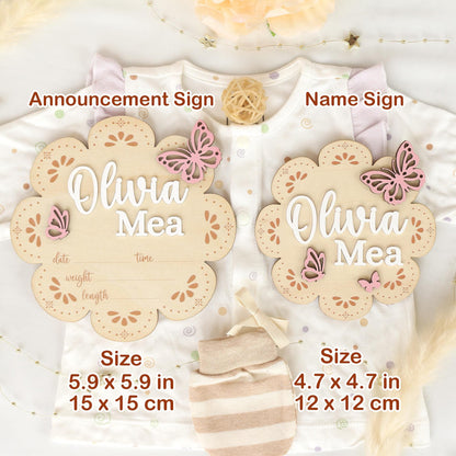 Milestone Marker Baby Girl Monthly Milestone Butterfly Name Sign for Hospital Baby Announcement Sign Baby Photo Signs Baby Shower Gift