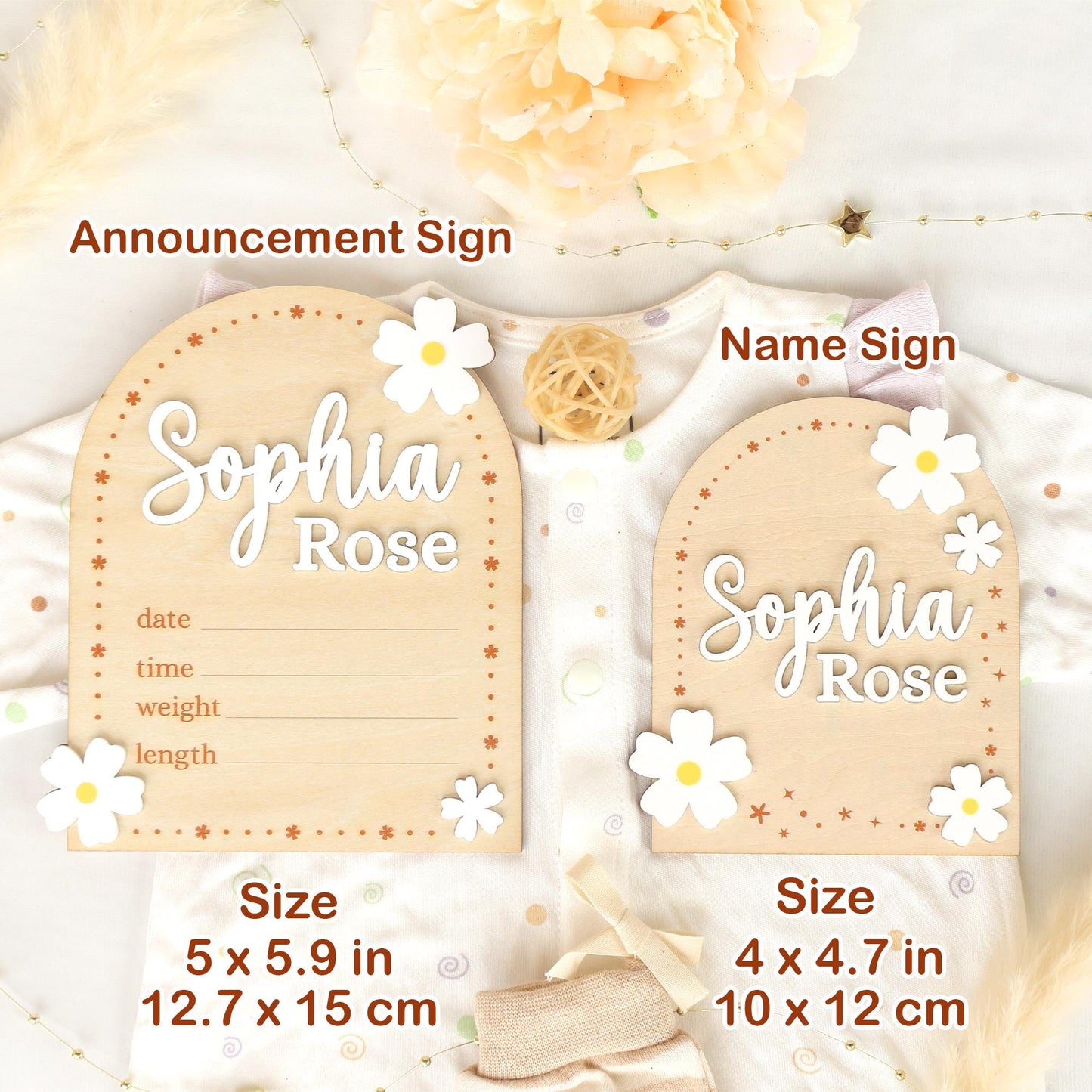 Baby Monthly Milestone Flower Baby Girl Name Sign Baby Girl Announcement Sign for Hospital Baby Photo Signs Baby Gift Baby Shower Gift