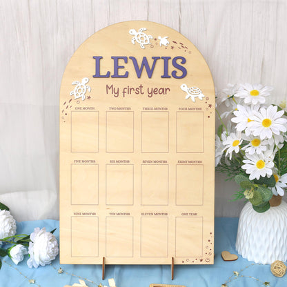 One Year of Photo Board, First Year Photo Board, 1st Birthday Photo Collage, Baby's First Year Sign, First Birthday Gift, Baby Shower Gift