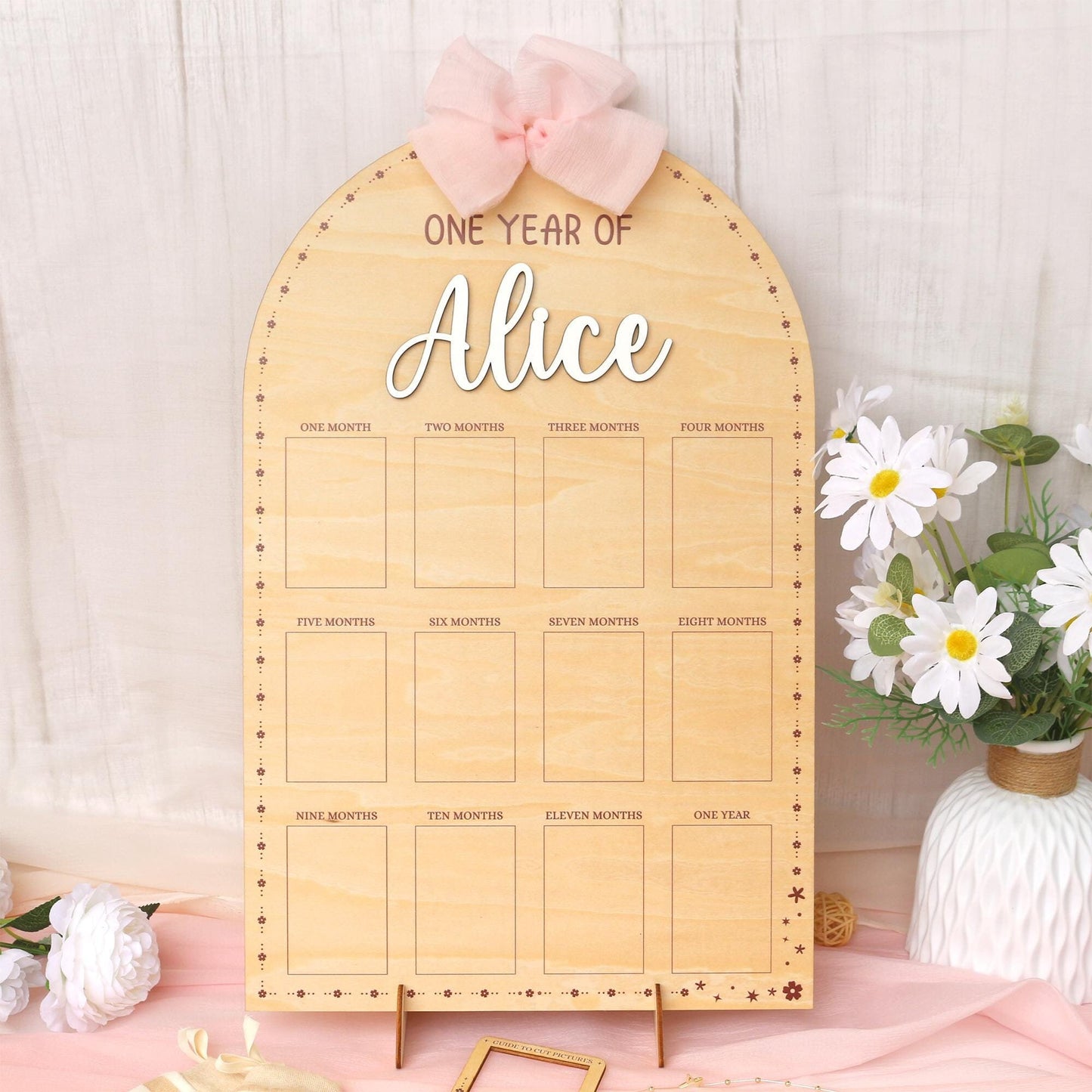 One Year of Photo Board, 1st Birthday Photo Collage, Baby's First Year Sign, First Birthday Decorations Girl, Milestone Board, Baby Gift