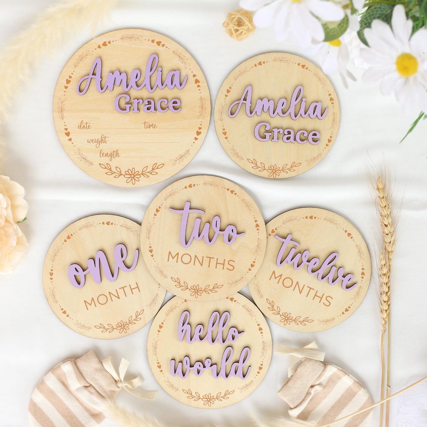 Baby Milestone Cards Personalized Monthly Milestone Baby Name Sign Baby Announcement Sign Baby Month Photo Signs Baby Gift Baby Shower Gift