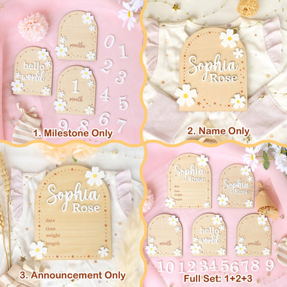 Baby Monthly Milestone Flower Baby Girl Name Sign Baby Girl Announcement Sign for Hospital Baby Photo Signs Baby Gift Baby Shower Gift