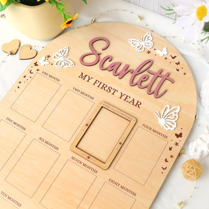 First Year Photo Board, 1st Birthday Photo Collage, One Year of Photo Board, Baby's First Year Sign, First Birthday Gift, Baby Shower Gift