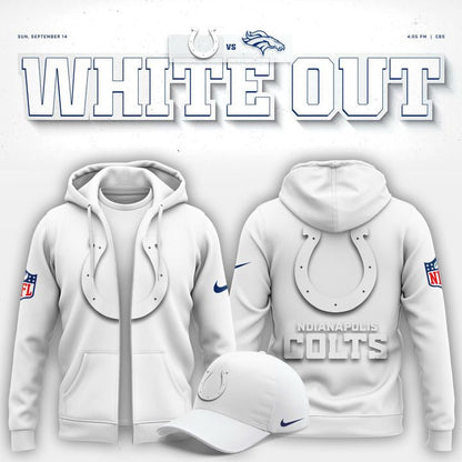Indianapolis Colts "White Out" Zip Hoodie V1