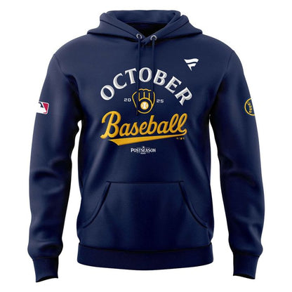 Special New October Ready 2025 Postseason Brewers Uniform Navy Hoodie