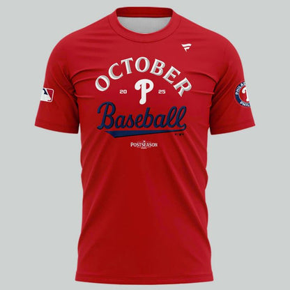 Special New October Ready 2025 MLB Postseason Clinched Uniform Red T-Shirt