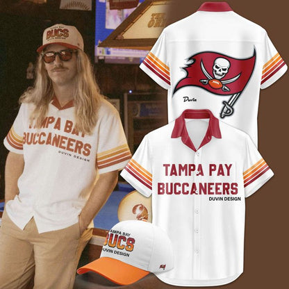 Men's Duvin Designs Co. Cream 50 SEASONS OF THE KREWE Hawaiian Shirt