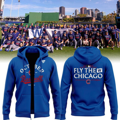 Special October Baseball Post Season 2025 Chicago Cubs Zip Hoodie