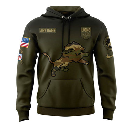 Men's Custom Detroit Lions 2025 Salute to Service Hoodie