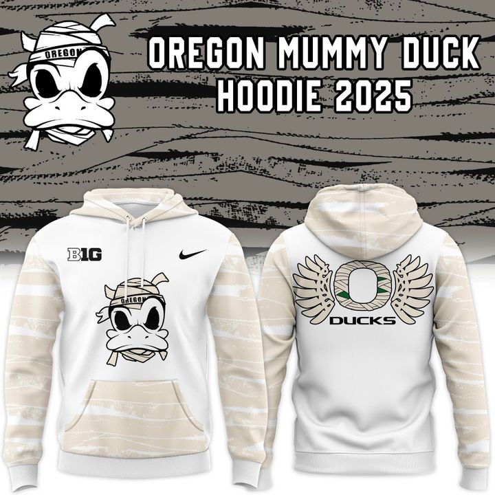 Limited Edition Cream Oregon Football '' Mummy Duck'' Hoodie 2025