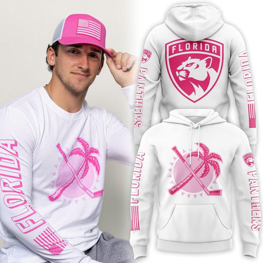 Florida Panthers Sun &amp; Stick Pink Logos Hoodie