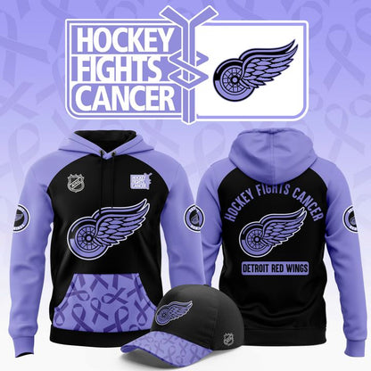 Limited Editions Detroit Red Wings Hockey Fights Cancer 2025 Hoodie