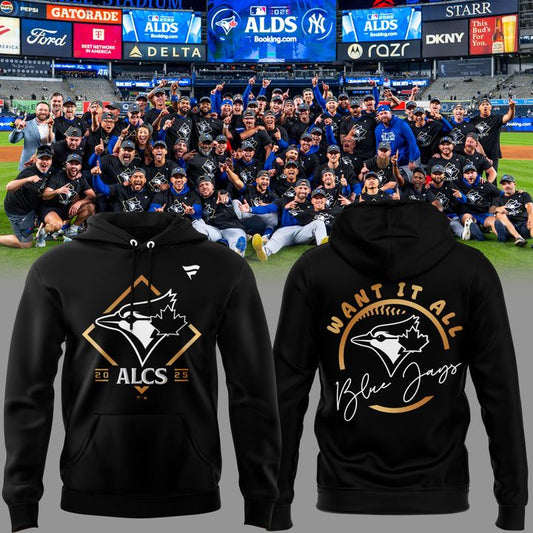 Limited Edition Youth Toronto Blue Jays  Black 2025 American League Division Series Champions Locker Room hoodie.