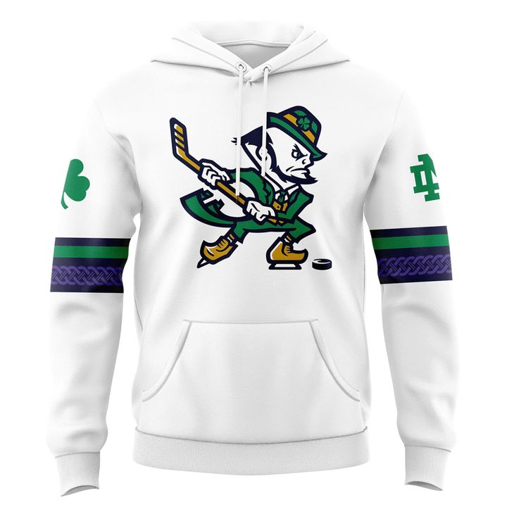 Notre Dame Fighting Irish Under Armour Hockey Leprechaun Rival Fleece Hoodie (White)