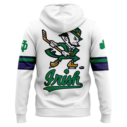 Notre Dame Fighting Irish Under Armour Hockey Leprechaun Rival Fleece Hoodie (White)