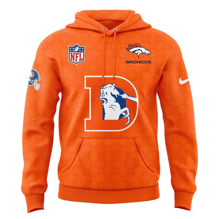 Men's NFL Denver Broncos Throwback 1977 Orange Hoodie