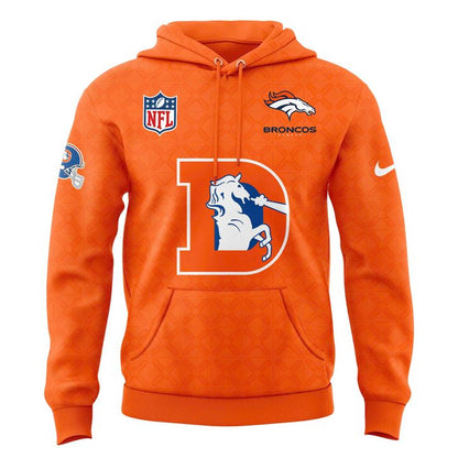 Men's NFL Denver Broncos Throwback 1977 Orange Hoodie