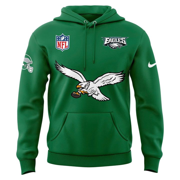Men's NFL Philadelphia Eagles Throwback Green Hoodie
