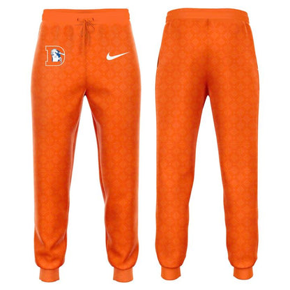 Men's NFL Denver Broncos Throwback 1977 Orange Quarter Zipper Hoodie