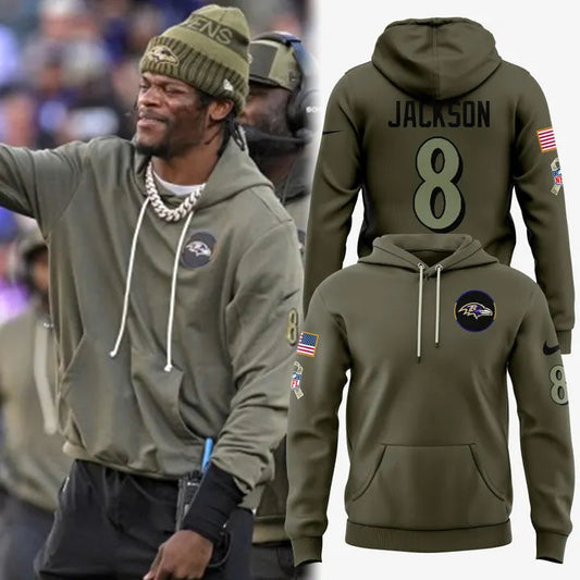 Men's Nike Olive Baltimore Ravens 2025 Salute To Service Hoodie - Custom