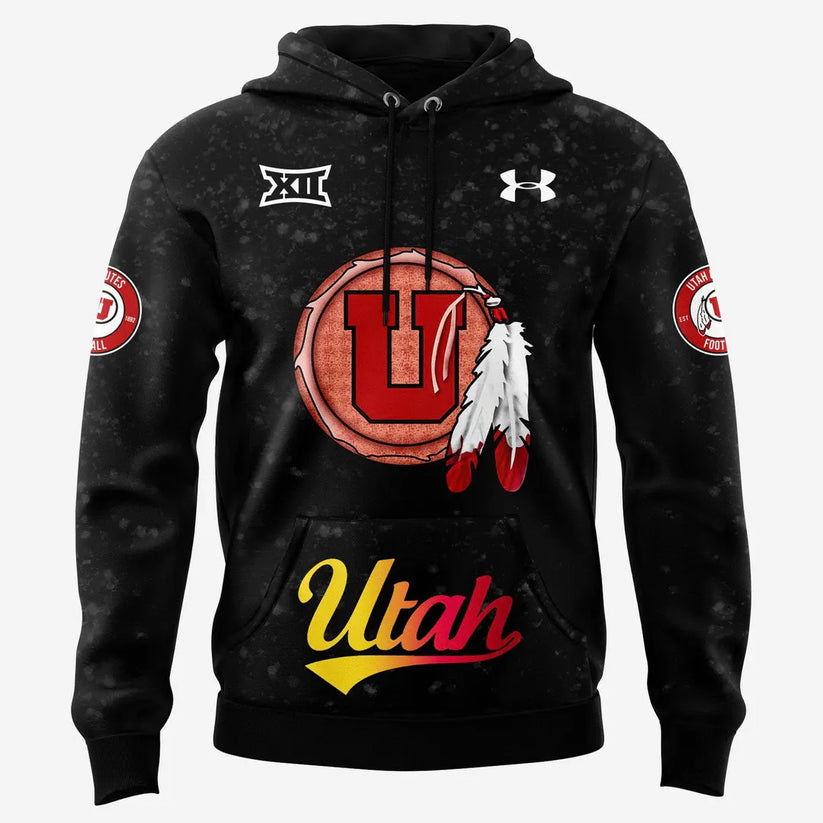 Utah Utes Football "𝟮𝟬𝟮𝟱 𝗛𝗮𝗻𝗱 𝗣𝗮𝗶𝗻𝘁𝗲𝗱" Hoodie