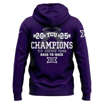 Texas Christian University Women's Soccer 2025 Big 12 Regular Season Champions Short Sleeve Hoodie