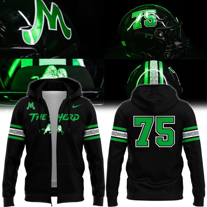 NOVEMBER 14, 1970 The Herd Wordmark "For The 75" Logo Zip Hoodie