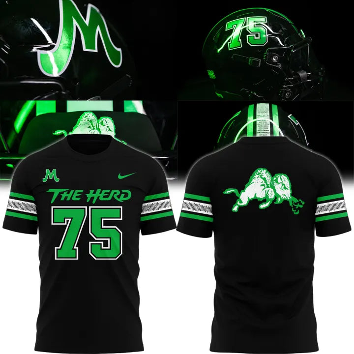 NOVEMBER 14, 1970 The Herd Wordmark "For The 75" Logo T-Shirt V2