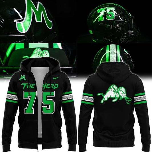 NOVEMBER 14, 1970 The Herd Wordmark "For The 75" Logo Zip Hoodie V2