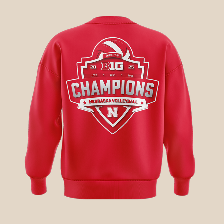 Nebraska Volleyball  2025 BIG TEN CHAMPIONS Sweatshirt