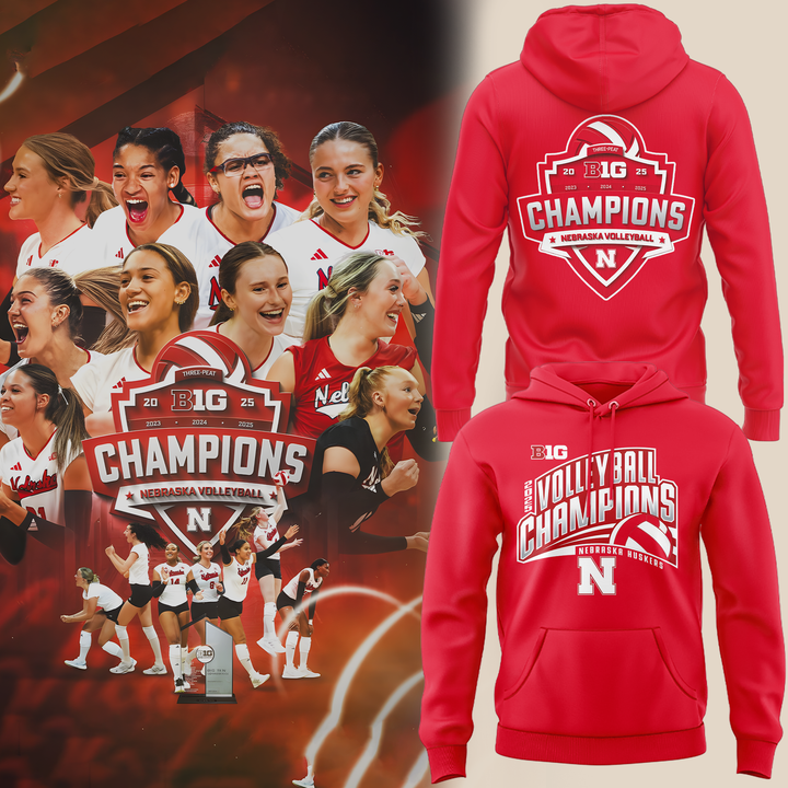 Nebraska Volleyball  2025 BIG TEN CHAMPIONS  Hoodie