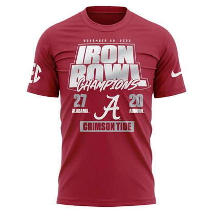 Men's Red Alabama Crimson Tide 2025 Iron Bowl Champions T-shirt