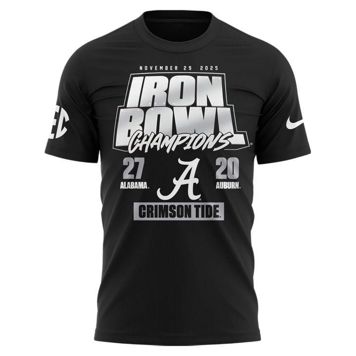 Men's Black Alabama Crimson Tide 2025 Iron Bowl Champions T-shirt