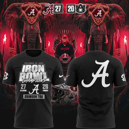 Men's Black Alabama Crimson Tide 2025 Iron Bowl Champions T-shirt