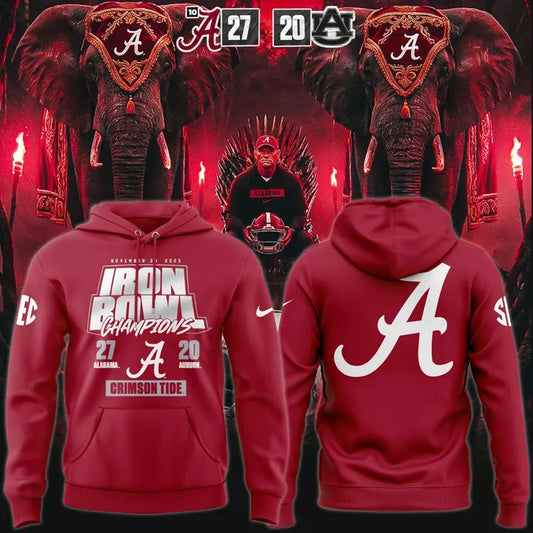 Men's Red Alabama Crimson Tide 2025 Iron Bowl Champions Hoodie