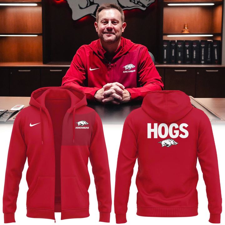 Special 2025 Coach Ryan Silverfield Arkansas Razorbacks Zip Hoodie