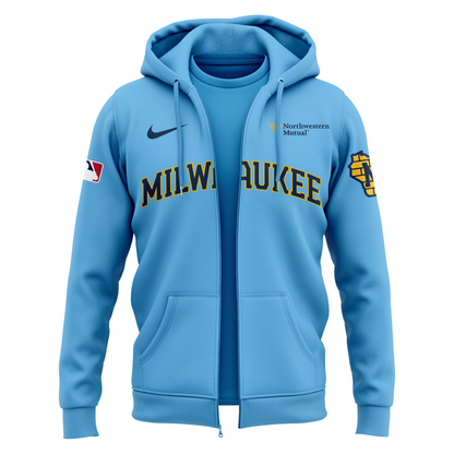 Milwaukee Brewers 2025 Powder Blue Zip Hoodie