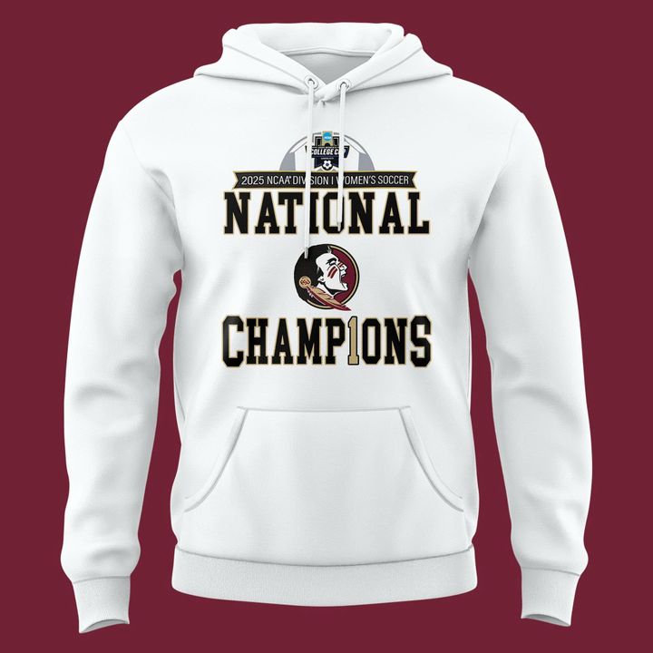 Unisex Champion White Florida State Seminoles 2025 NCAA Women's Soccer National Champions Locker Room Hoodie-V3(White)