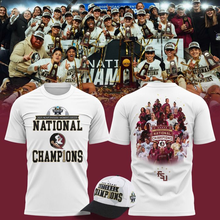 Unisex Champion White Florida State Seminoles 2025 NCAA Women's Soccer National Champions Locker Room Tee-V1(White)