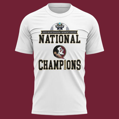 Unisex Champion White Florida State Seminoles 2025 NCAA Women's Soccer National Champions Locker Room Tee-V1(White)
