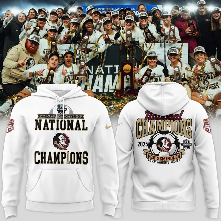 Unisex Champion White Florida State Seminoles 2025 NCAA Women's Soccer National Champions Locker Room Hoodie-V4(White)