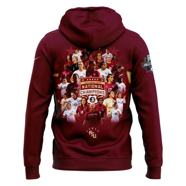 Unisex Champion White Florida State Seminoles 2025 NCAA Women's Soccer National Champions Locker Room Hoodie-V4(Red)